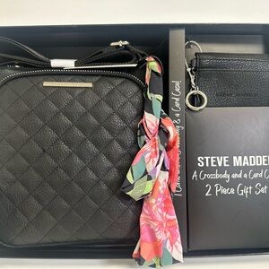 Steve Madden Black Crossbody and Card Case Set